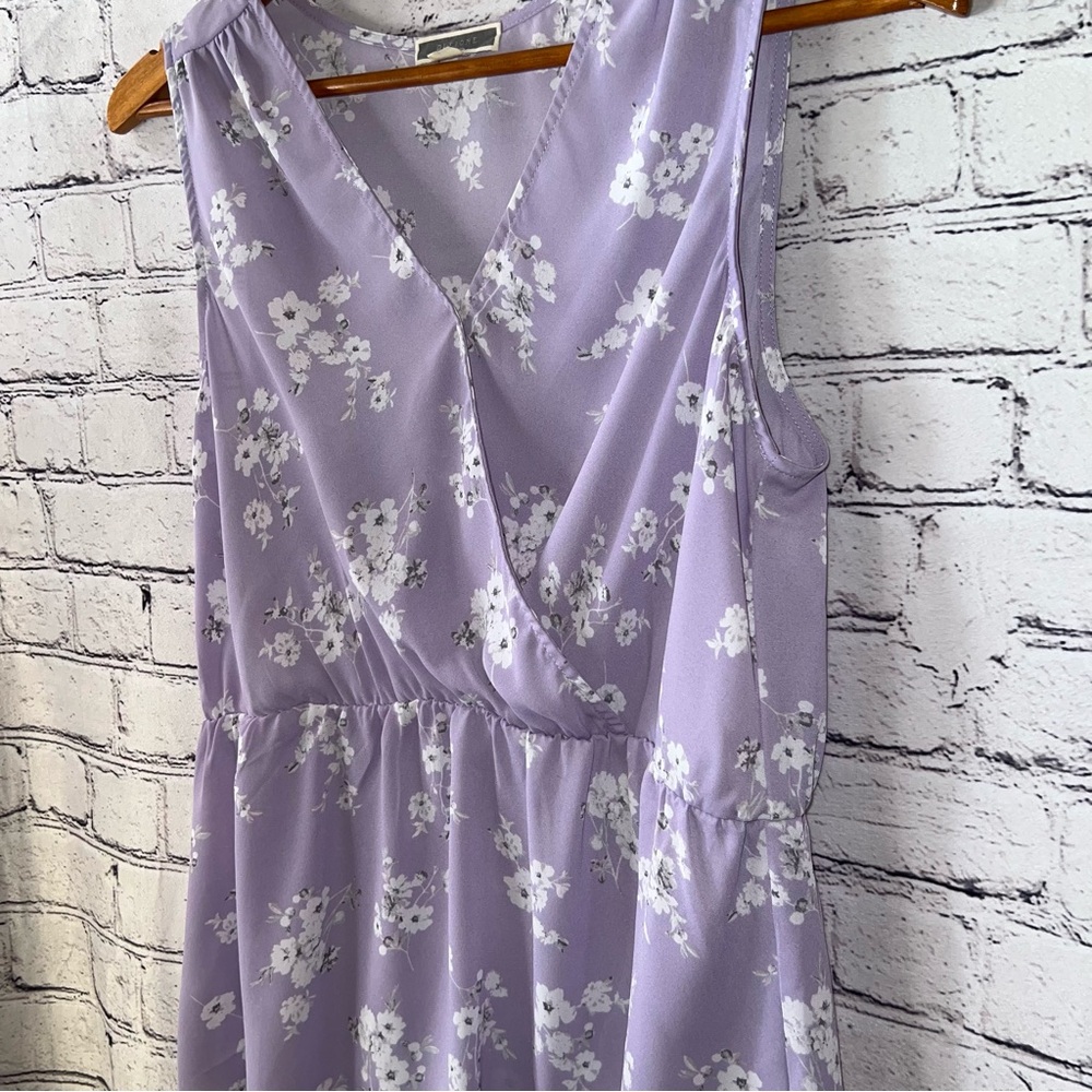 Pleione Anthropologie Sleeveless Baby Doll Purple Floral Blouse Size Medium - Picture 3 of 5